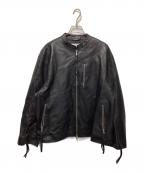 MAISON SPECIALメゾンスペシャル）の古着「ラムレザープライムオーバーシングルライダースジャケット」｜ブラック