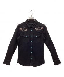 HTC STUDS×AKM（エイチティーシースタッズ×エーケーエム）の古着「ウエスタンデニムスタッズシャツ」｜ブラック