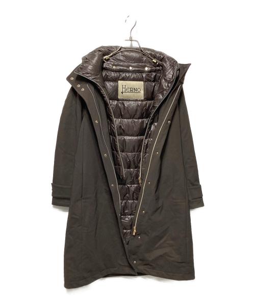 HERNO（ヘルノ）HERNO (ヘルノ) フーデッドダウンコート ブラウン サイズ:38の古着・服飾アイテム
