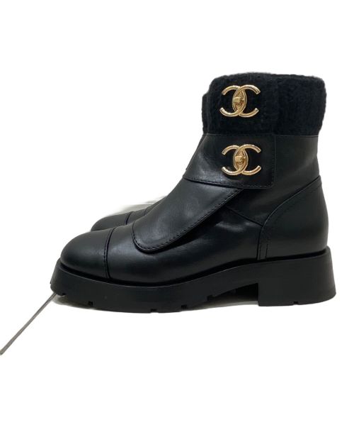 CHANEL（シャネル）CHANEL (シャネル) ココマーク ターンロック ショートブーツ ブラック サイズ:36 1/2Cの古着・服飾アイテム