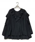 Spick and Spanスピック＆スパン）の古着「フリルVネックブラウス」｜ブラック