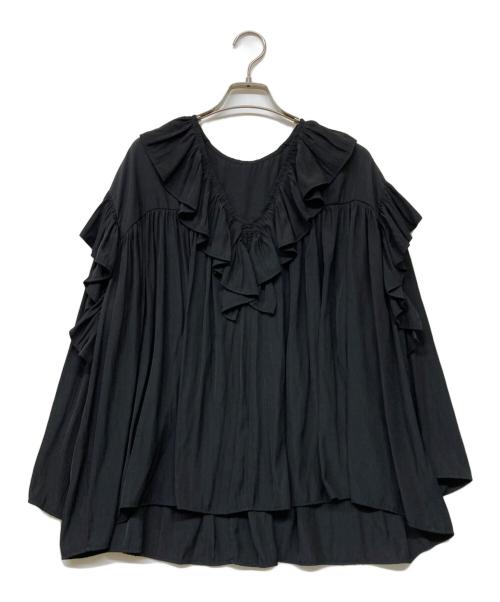 Spick and Span（スピック＆スパン）Spick and Span (スピックアンドスパン) フリルVネックブラウス ブラック サイズ:Freeの古着・服飾アイテム