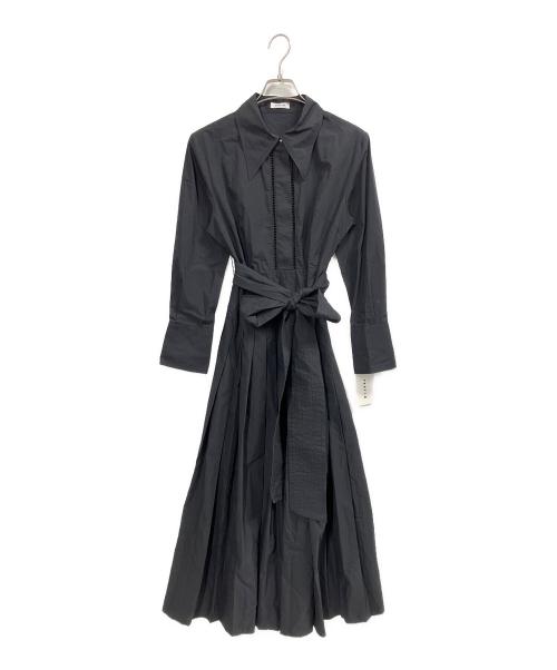 FRAY ID（フレイ アイディー）FRAY ID (フレイ アイディー) プリーツシャツワンピース ブラックの古着・服飾アイテム