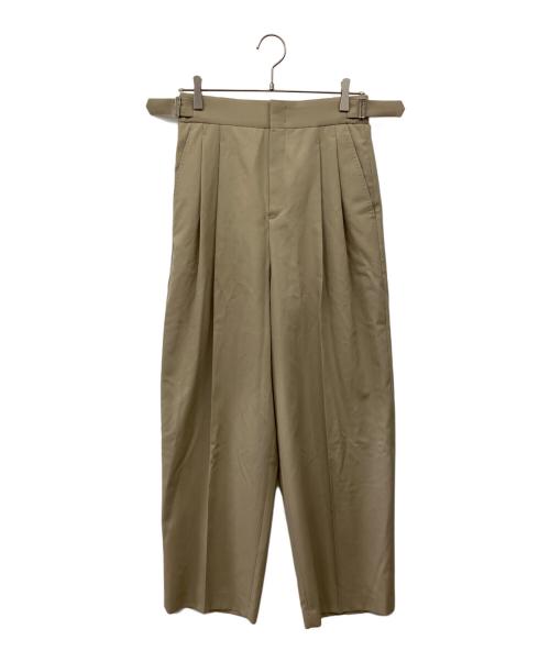 Adam et Rope（アダム エ ロペ）Adam et Rope (アダム エ ロペ) ウールギャバ2タックワイドスラックス ベージュ サイズ:38の古着・服飾アイテム