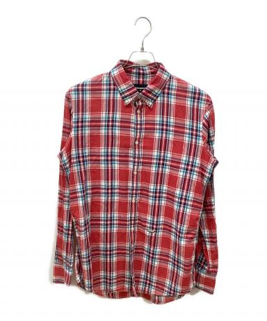 【中古】ディースクエアード DSQUARED2 コットン チェック セミワイドカラー カジュアルシャツ レッド【サイズ38】【レディース】 中古・古着通販】DSQUARED2 (ディースクエアード) 半袖チェックシャツ