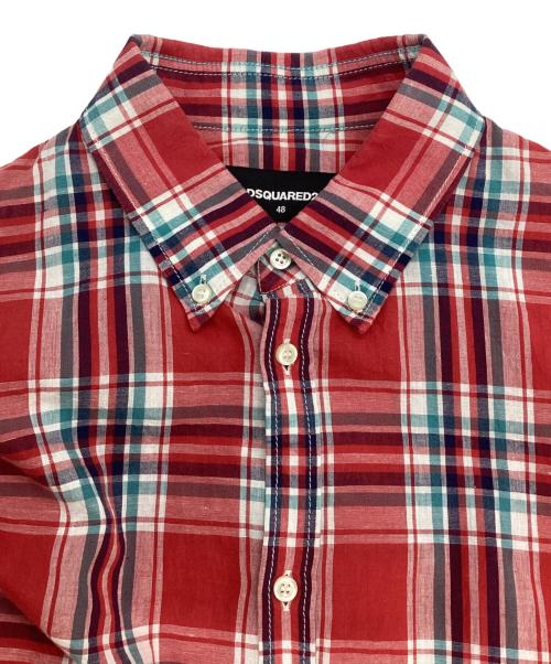 DSQUARED2（ディースクエアード）DSQUARED2 (ディースクエアード) チェックシャツ レッド サイズ:48の古着・服飾アイテム