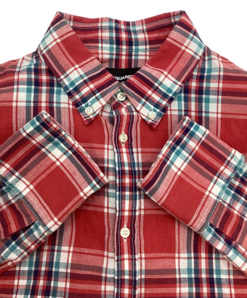 DSQUARED2（ディースクエアード）DSQUARED2 (ディースクエアード) チェックシャツ レッド サイズ:48の古着・服飾アイテム