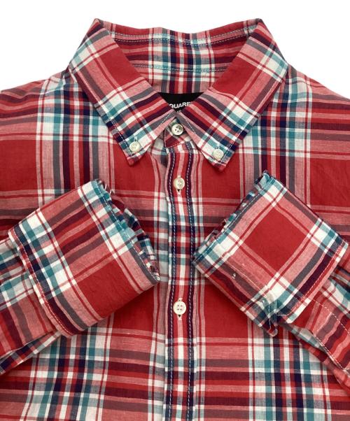 DSQUARED2（ディースクエアード）DSQUARED2 (ディースクエアード) チェックシャツ レッド サイズ:48の古着・服飾アイテム
