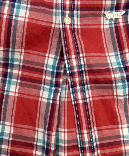 DSQUARED2（ディースクエアード）DSQUARED2 (ディースクエアード) チェックシャツ レッド サイズ:48の古着・服飾アイテム