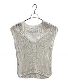 Mame Kurogouchi（マメクロゴウチ）の古着「Curtain Lace Pattern Knitted V Neck Vest」｜オフホワイト