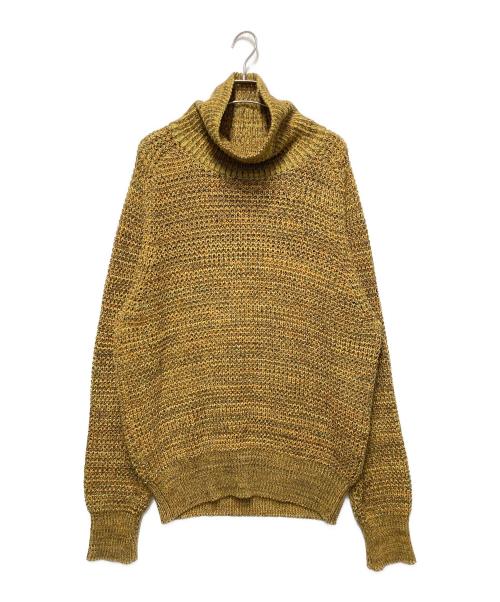 CABAN（キャバン）CABAN (キャバン) コットンカシミヤワッフルMIXタートルネックプルオーバー イエロー サイズ:Ｌの古着・服飾アイテム