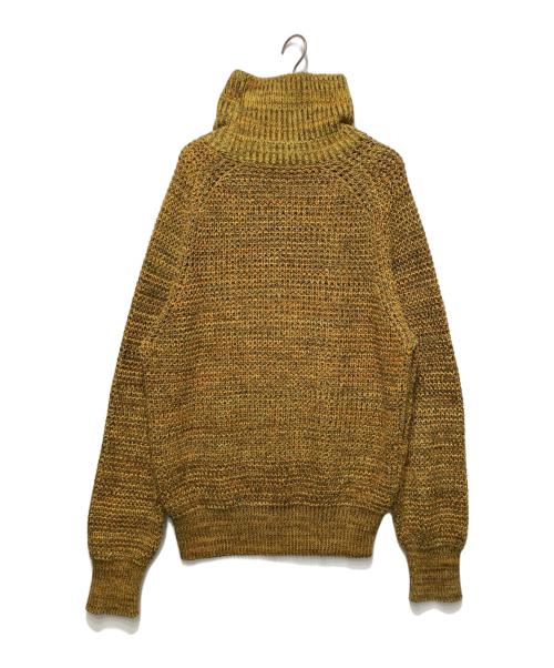 CABAN（キャバン）CABAN (キャバン) コットンカシミヤワッフルMIXタートルネックプルオーバー イエロー サイズ:Ｌの古着・服飾アイテム