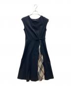 BLUE LABEL CRESTBRIDGEブルーレーベルクレストブリッジ）の古着「モックロディーシルケットワンピース」｜ネイビー