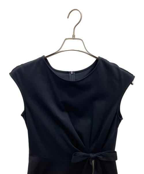 BLUE LABEL CRESTBRIDGE（ブルーレーベルクレストブリッジ）BLUE LABEL CRESTBRIDGE (ブルーレーベルクレストブリッジ) モックロディーシルケットワンピース ネイビー サイズ:38の古着・服飾アイテム