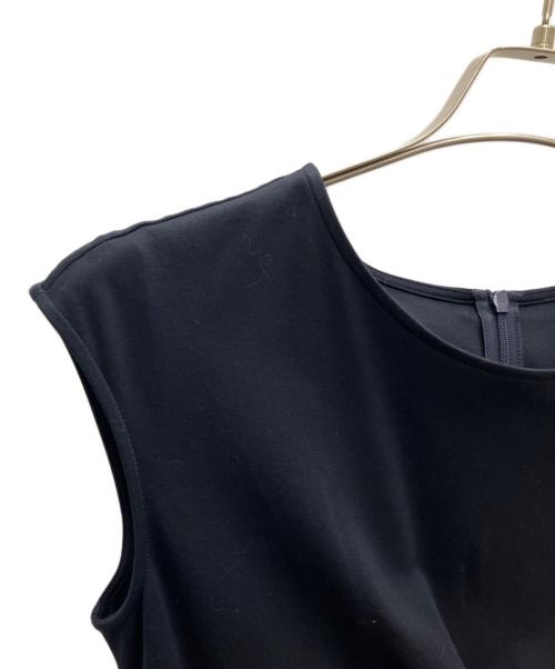 BLUE LABEL CRESTBRIDGE（ブルーレーベルクレストブリッジ）BLUE LABEL CRESTBRIDGE (ブルーレーベルクレストブリッジ) モックロディーシルケットワンピース ネイビー サイズ:38の古着・服飾アイテム