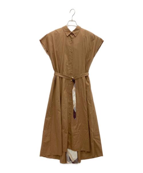 BLUE LABEL CRESTBRIDGE（ブルーレーベルクレストブリッジ）BLUE LABEL CRESTBRIDGE (ブルーレーベルクレストブリッジ) ワッシャーブロードワンピース ブラウン サイズ:38の古着・服飾アイテム