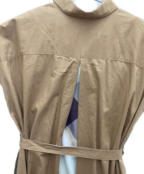 BLUE LABEL CRESTBRIDGE（ブルーレーベルクレストブリッジ）BLUE LABEL CRESTBRIDGE (ブルーレーベルクレストブリッジ) ワッシャーブロードワンピース ブラウン サイズ:38の古着・服飾アイテム