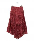 ISABEL MARANT ETOILEイザベルマランエトワール）の古着「コットンフラワープリントアシンメトリックスカート」｜レッド