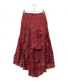 ISABEL MARANT ETOILE（イザベルマランエトワール）の古着「コットンフラワープリントアシンメトリックスカート」｜レッド