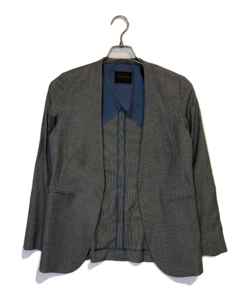 TOMORROW LAND collection（トゥモローランドコレクション）TOMORROW LAND collection (トゥモローランドコレクション) ウールレーヨンハウンドトゥース ノーカラージャケット ブラック×ホワイト サイズ:34の古着・服飾アイテム