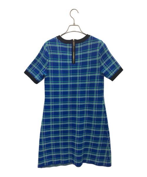 karen millen（カレンミレン）karen millen (カレンミレン) チェックニットスイングAラインワンピース ブルー サイズ:Sの古着・服飾アイテム