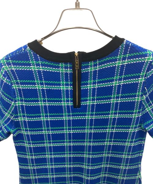 karen millen（カレンミレン）karen millen (カレンミレン) チェックニットスイングAラインワンピース ブルー サイズ:Sの古着・服飾アイテム
