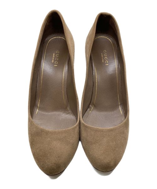 GUCCI（グッチ）GUCCI (グッチ) スタッズスウェードパンプス ブラウン サイズ:37の古着・服飾アイテム