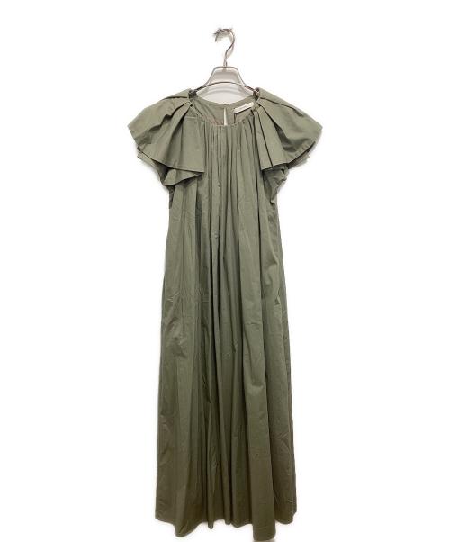 miry dcera（ミリィーデュセラ）miry dcera (ミリィーデュセラ) タックスリーブワンピース カーキ サイズ:Mの古着・服飾アイテム