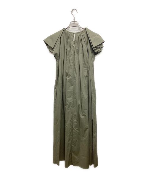 miry dcera（ミリィーデュセラ）miry dcera (ミリィーデュセラ) タックスリーブワンピース カーキ サイズ:Mの古着・服飾アイテム