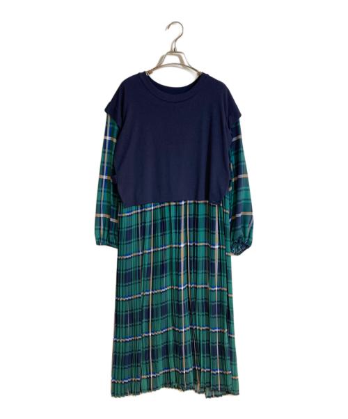 ear PAPILLONNER（イアパピヨネ）ear PAPILLONNER (イアパピヨネ) ドッキングワンピース ネイビー サイズ:Freeの古着・服飾アイテム