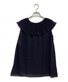 ANAYI（アナイ）の古着「ハートドットプリントプリーツエリ ブラウス」｜ネイビー