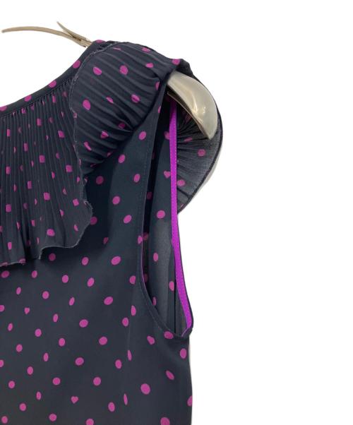 ANAYI（アナイ）ANAYI (アナイ) ハートドットプリントプリーツエリ ブラウス ネイビー サイズ:38の古着・服飾アイテム