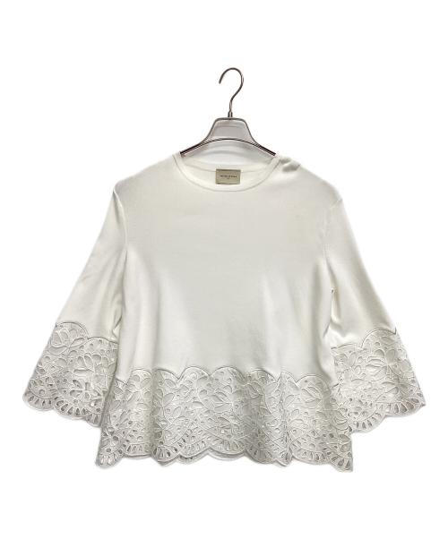 UNITED ARROWS（ユナイテッドアローズ）UNITED ARROWS (ユナイテッドアローズ) スカラップレースコンビネーションニット ホワイト サイズ:FREEの古着・服飾アイテム