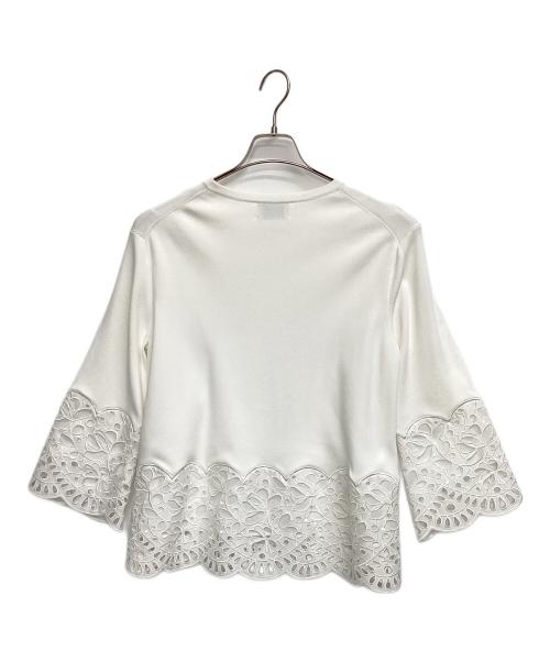 UNITED ARROWS（ユナイテッドアローズ）UNITED ARROWS (ユナイテッドアローズ) スカラップレースコンビネーションニット ホワイト サイズ:FREEの古着・服飾アイテム