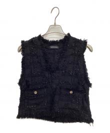 MAISON SPECIAL（メゾンスペシャル）の古着「Tweed Short Length Vest」｜ブラック
