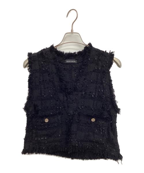 MAISON SPECIAL（メゾンスペシャル）MAISON SPECIAL (メゾンスペシャル) Tweed Short Length Vest ブラック サイズ:FREEの古着・服飾アイテム