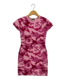 A BATHING APE（ア ベイシング エイプ）の古着「カモフラ柄ボディコンワンピース」｜ピンク