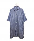 MARGARET HOWELLマーガレットハウエル）の古着「WIDE PJ STRIPE COTTON ストライプ シャツワンピース」｜ブルー