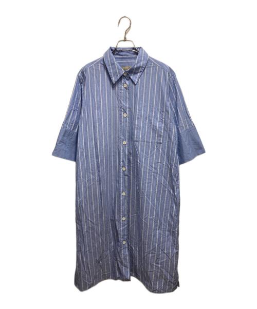 MARGARET HOWELL（マーガレットハウエル）MARGARET HOWELL (マーガレットハウエル) WIDE PJ STRIPE COTTON ストライプ シャツワンピース ブルー サイズ:2の古着・服飾アイテム