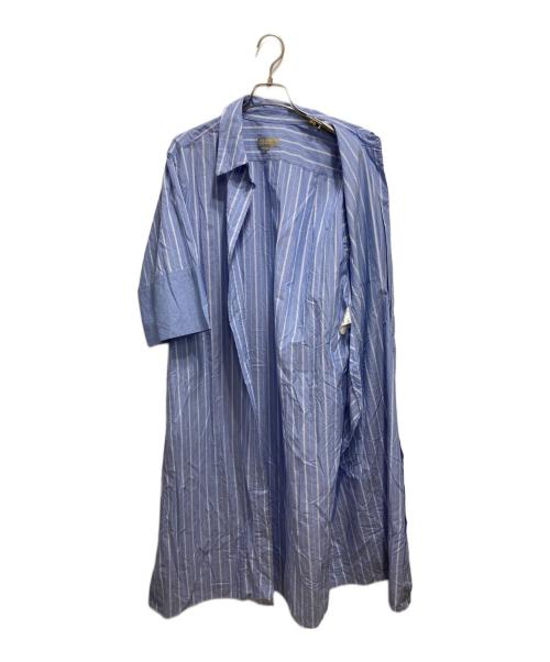 MARGARET HOWELL（マーガレットハウエル）MARGARET HOWELL (マーガレットハウエル) WIDE PJ STRIPE COTTON ストライプ シャツワンピース ブルー サイズ:2の古着・服飾アイテム