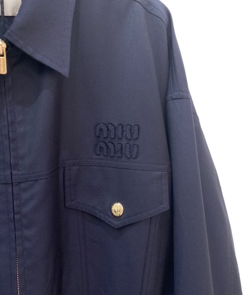 MIU MIU（ミュウミュウ）MIU MIU (ミュウミュウ) バタヴィア ブルゾンジャケット ネイビー サイズ:40の古着・服飾アイテム