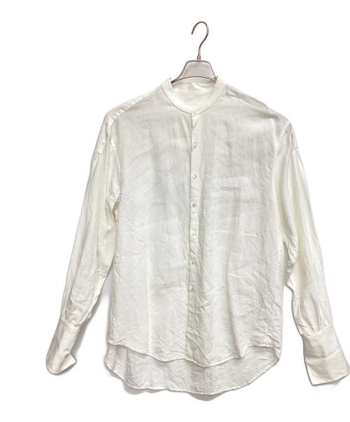 BOURRIENNE（ブリエンヌ）BOURRIENNE (ブリエンヌ) バンドカラーリネンシャツ ホワイト サイズ:Mの古着・服飾アイテム