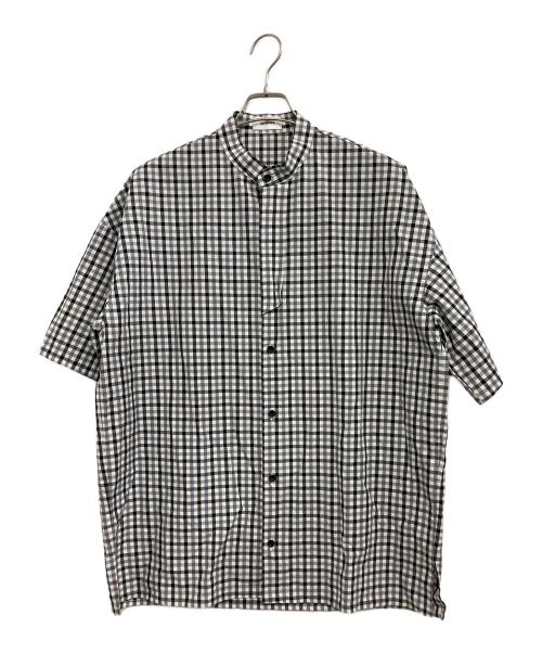 THE RERACS（ザ リラクス）THE RERACS (ザ リラクス) BAND COLLAR PLACKET SHORT SLEEVE SHIRTS グレー サイズ:48の古着・服飾アイテム