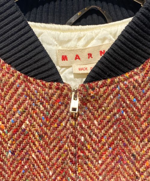 MARNI（マルニ）MARNI (マルニ) Herringbone Tweed Blouson（ヘリンボーンツイードブルゾン） レッド サイズ:50の古着・服飾アイテム