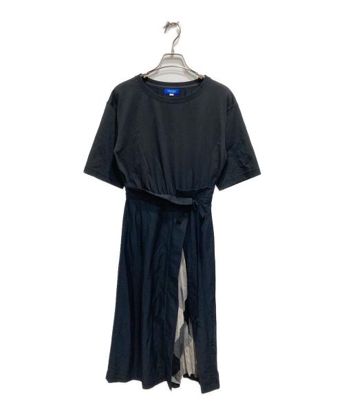 BLUE LABEL CRESTBRIDGE（ブルーレーベルクレストブリッジ）BLUE LABEL CRESTBRIDGE (ブルーレーベルクレストブリッジ) ユーティリティージャージー ラップスカートデザインワンピース ブラック サイズ:36の古着・服飾アイテム