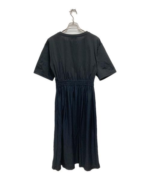 BLUE LABEL CRESTBRIDGE（ブルーレーベルクレストブリッジ）BLUE LABEL CRESTBRIDGE (ブルーレーベルクレストブリッジ) ユーティリティージャージー ラップスカートデザインワンピース ブラック サイズ:36の古着・服飾アイテム