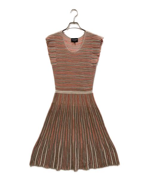 EMPORIO ARMANI（エンポリオアルマーニ）EMPORIO ARMANI (エンポリオアルマーニ) 半袖ワンピース グレー×ピンク サイズ:SIZE 38の古着・服飾アイテム