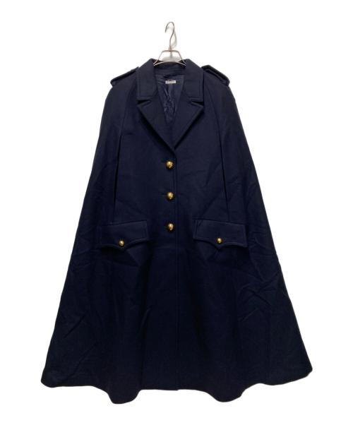 MIU MIU（ミュウミュウ）MIU MIU (ミュウミュウ) ロングスリーブバージンウールケープ ネイビー サイズ:36Sの古着・服飾アイテム
