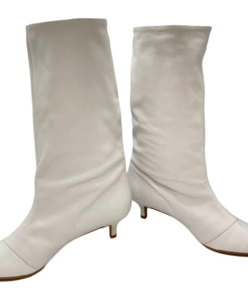 DIANA（ダイアナ）DIANA (ダイアナ) カーフミドルブーツ ホワイト サイズ:23 1/2の古着・服飾アイテム