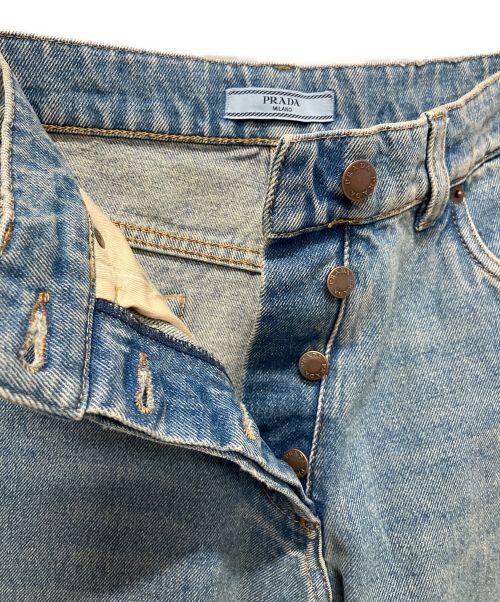 PRADA（プラダ）PRADA (プラダ) トライアングルロゴ デニムパンツ F0BAN/MID-BLUE サイズ:25の古着・服飾アイテム